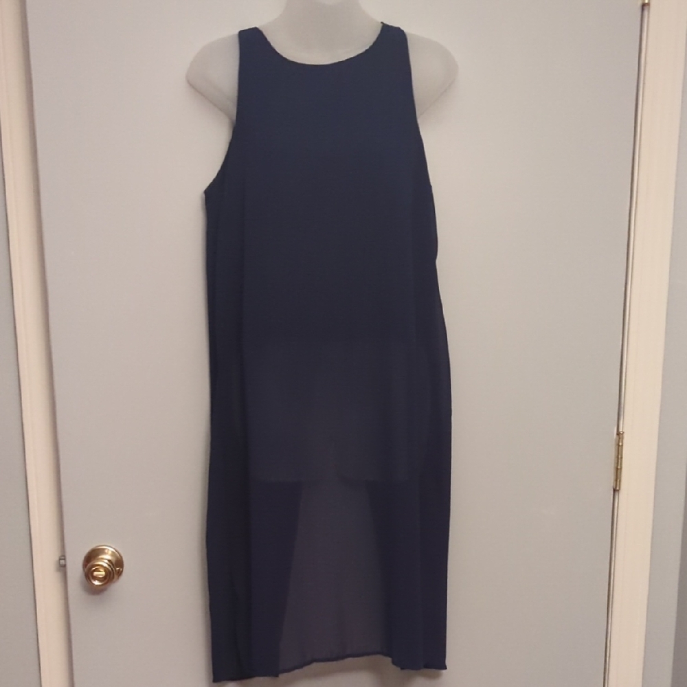 Elegant Navy Blue Sleeveless Dress
